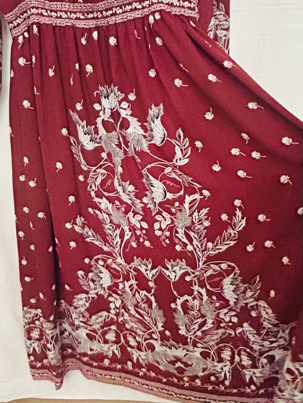 Max Studio NWT w/ defects Boho Burgundy Floral Long Sleeve Maxi Dress - Picture 8 of 11